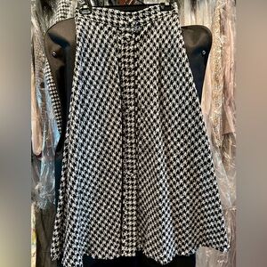 Zara Houndstooth Plaid Midi Skirt Size S